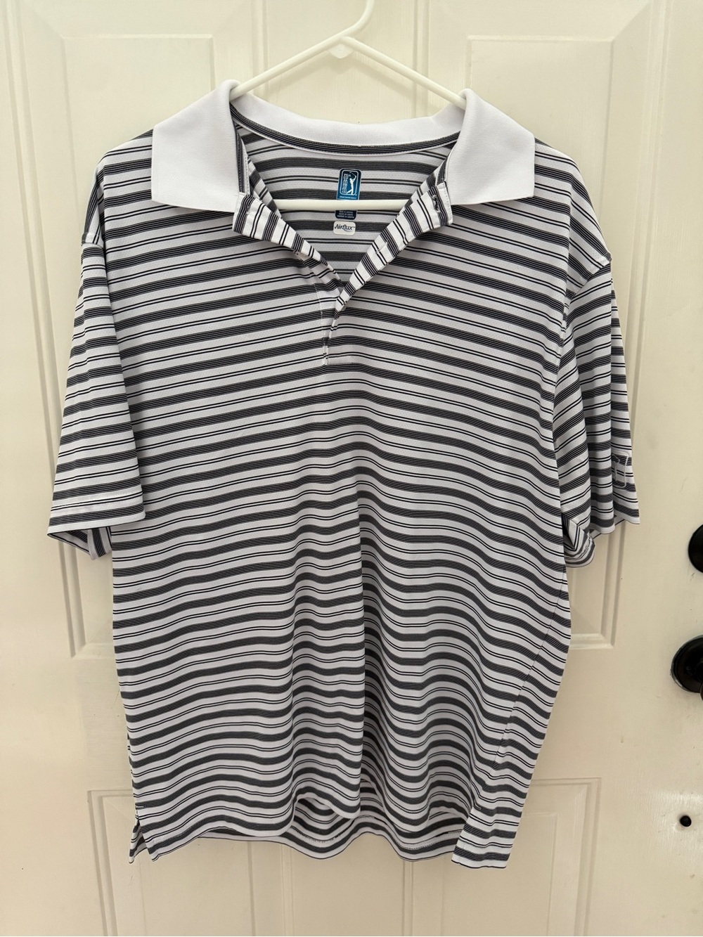 PGA Tour Black and White Striped Polo